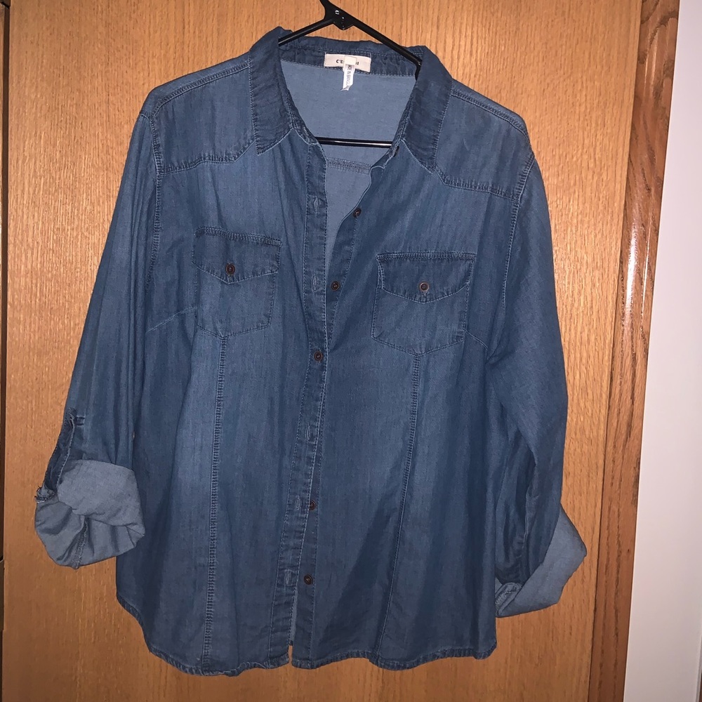 Denim button u top . 1x